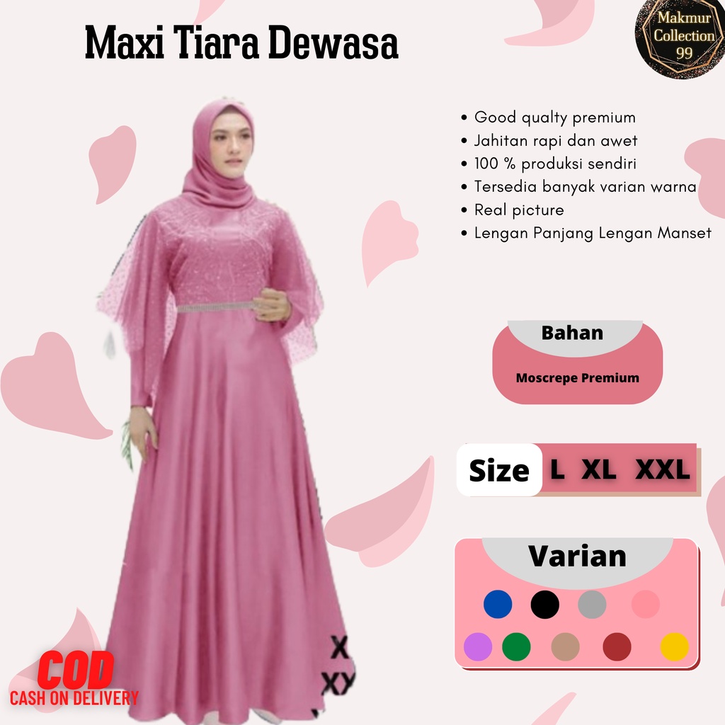 Gamis Perempuan Dewasa Terbaru Maxi Tiara Matt Moscrepe Brokat Ukuran Jumbo Model Kekinian Good qualty premium