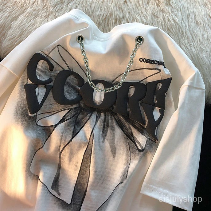 #Sisjuly# Musim panas wanita musim panas baru mid-length kupu-kupu lengan pendek T-shirt wanita atas