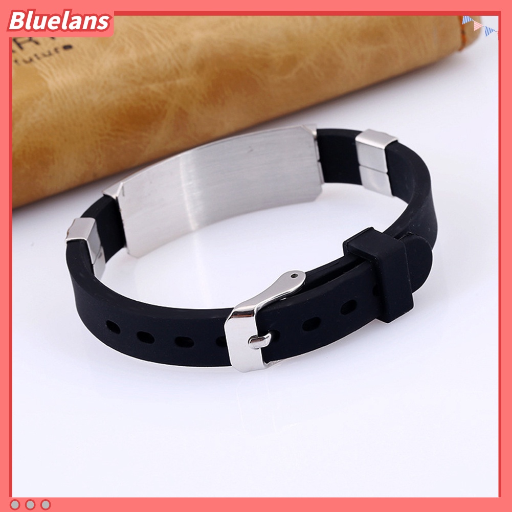 [bluelans]Men's Horoscope Stainless Steel Silicone Wristband Bangle Clasp Cuff Bracelet