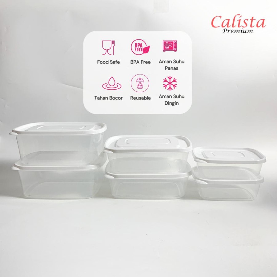 LT- [ FURANO ] PUTIH BENING FOOD KONTAINER ISI 6PCS / TOPLES KOTAK CALISTA