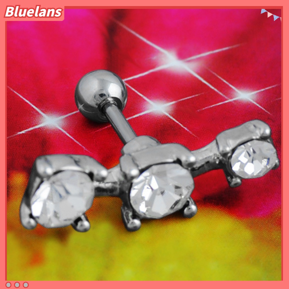 1 Pc Anting Stud Tindik Tulang Rawan Telinga Bentuk Barbel Kubik Zirkonia Untuk Wanita