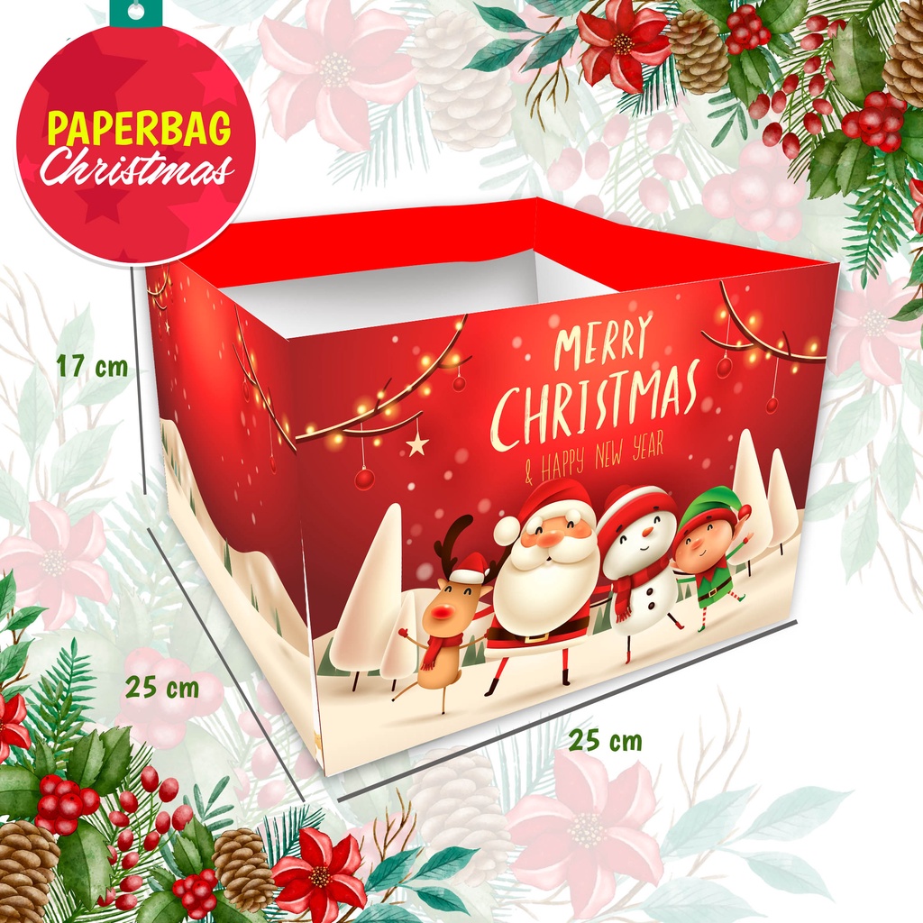 

Paper bag Natal christmas paperbag hampers goodie bag giftbox ukuran 25 x 25 x 17 cm