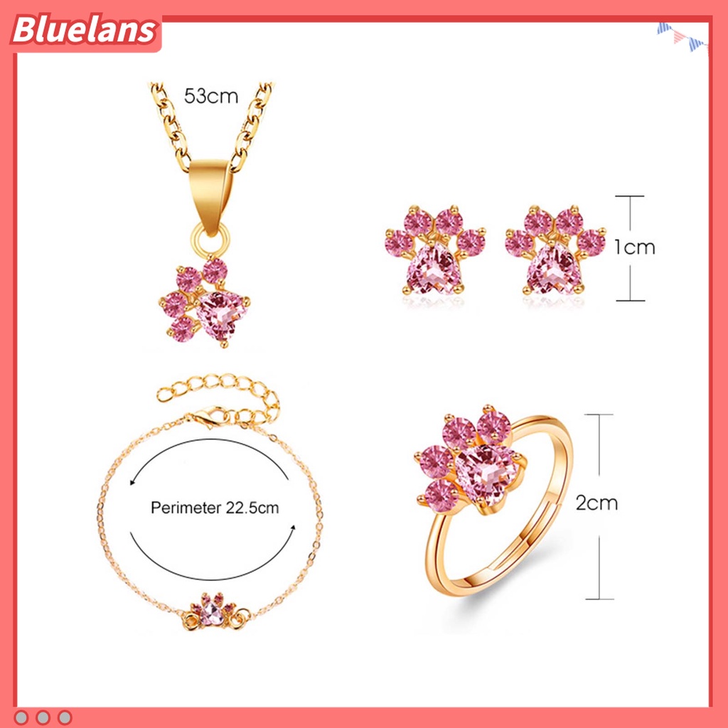 Bluelans 1 Set Anting Stud Kalung Gelang Cincin Bahan Alloy Anti Alergi Untuk Pesta