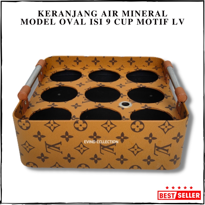 Keranjang Air Mineral Gelas Model Oval Isi 9 Cup Motif Tempat Aqua Gelas Kulit SIntetis