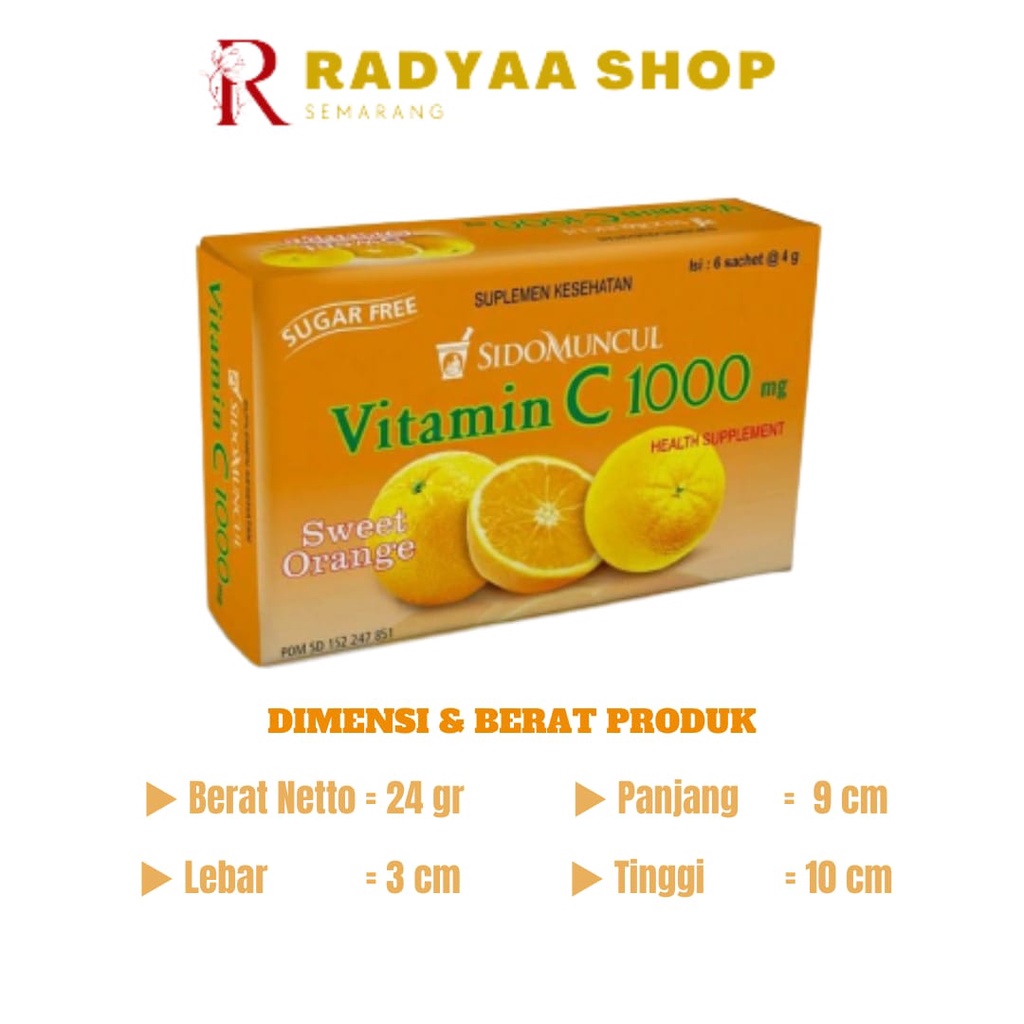 Sido Muncul Vitamin C 1000 Serbuk Lemon 6s - Jaga Daya Tahan Tubuh