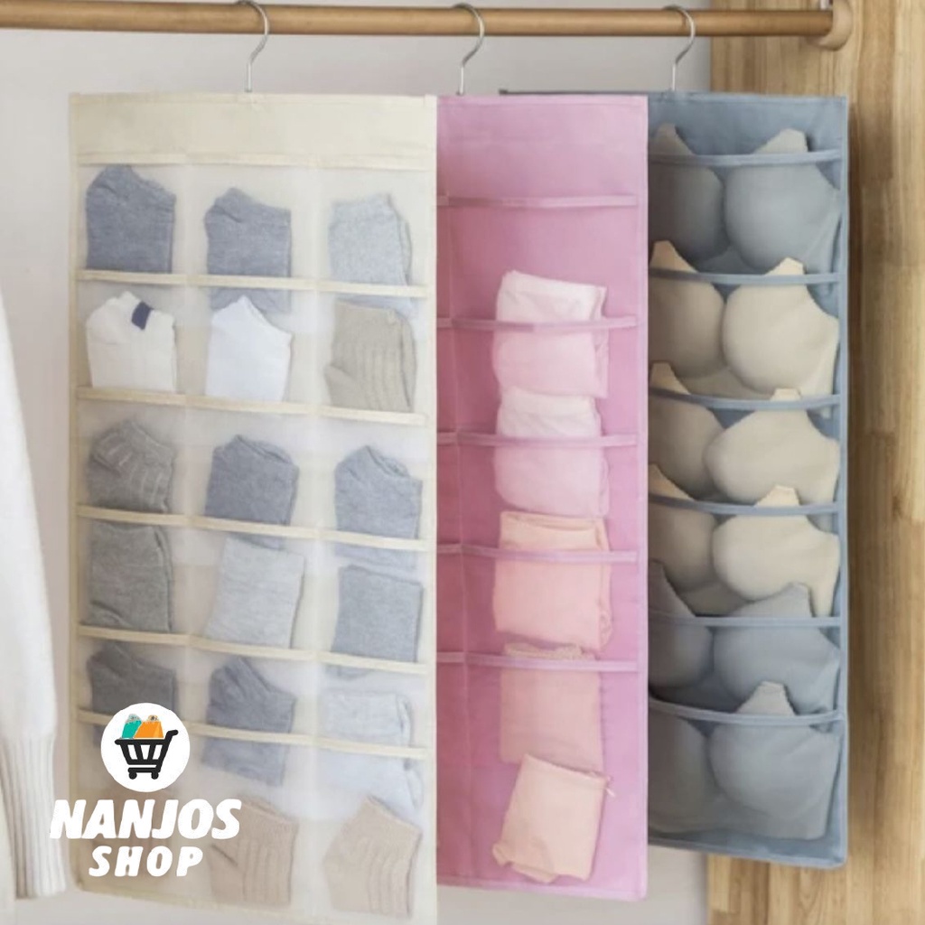 Gantungan Pakaian Dalam Hanging Underwear 30 Sekat 2 Sisi Pouch Tempat Bra Panties