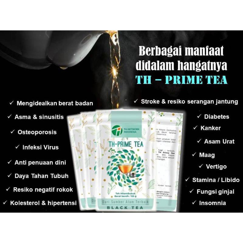 TH Prime Tea Black Tea 1 pouch Isi 70 Gram Teh Kesehatan Antioksidan Diet Detox