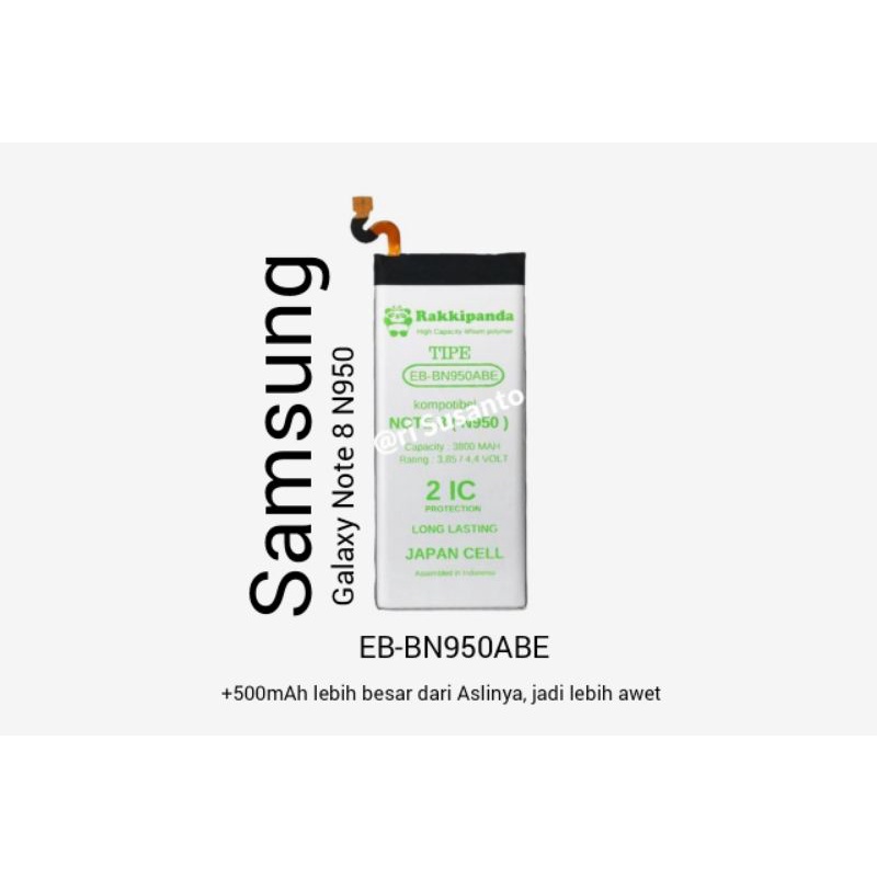 Baterai Rakkipanda for Samsung Galaxy Note 8 N950 N950F EB-BN950ABE Double Power 3800mAh batere batr
