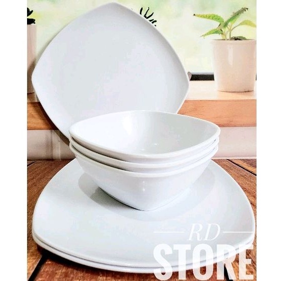 PROMO 6.PCS / ISI 3.PIRING &amp; 3.MANGKOK MELAMINE POLOS