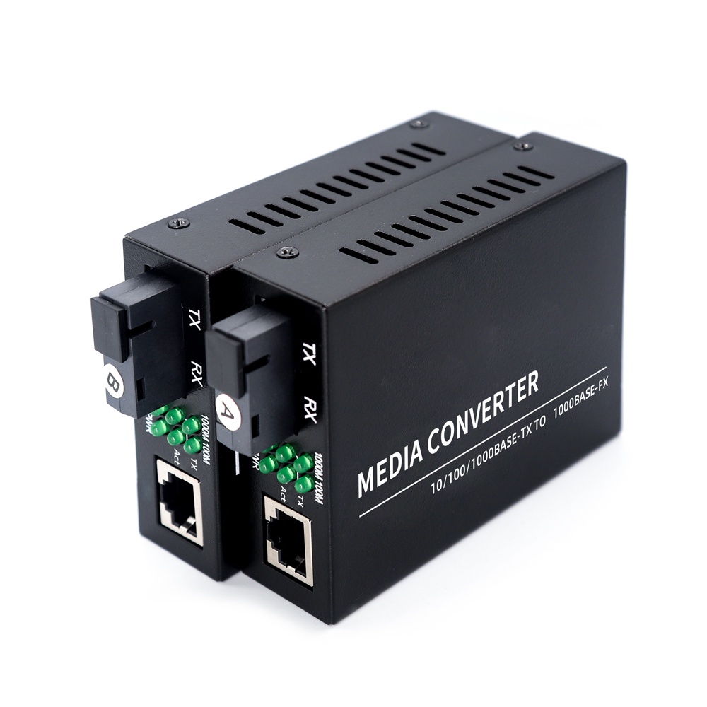 Black Converter Media Fiber Optik 100Mbps 20Km MCB100-110 ZN-1F1E side A  B dgn IC dan Adaptor Terba