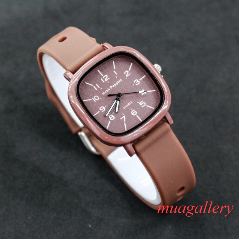 Jam Tangan Wanita Hush Puppies Oval Fashion watch Tali Rubber Silicone