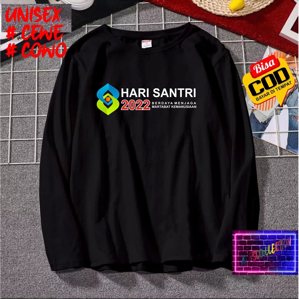 COD/ KAOS DTF HARI SANTRI NASIONAL /KAOS TULISAN/KAOS SANTRI KEKINIAN/KAOS DAKWAH/KAOS ISLAM/SANTRIWATI/KAOS HITS 2022/KAOS BERGAMBAR KAOS EKSPRESI KAOS PRIA TSHIRT WANITA Santai Crew Neck V-Neck Slim-fitting Polos Setrip Hitam Putih Crew Neck