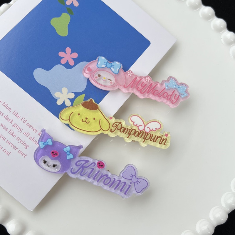 Mhang Jepit Rambut Motif Kartun Sanrio / Huruf Warna Permen Bahan Akrilik Untuk Aksesoris Anak Perempuan