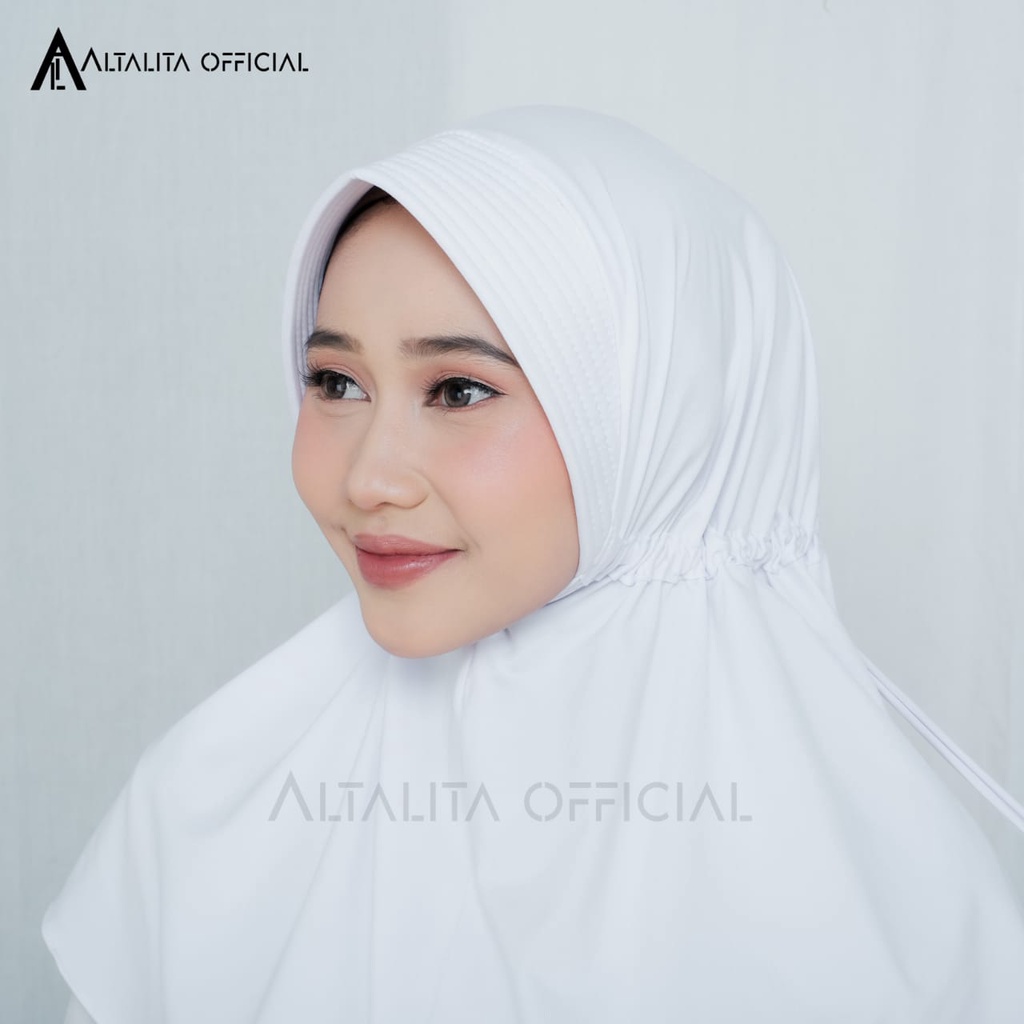 Altalita - Hijab Serut Jokowi Instan Menutup Dada pet Antem Polos Bahan Jersey Premium Cocok untuk Sekolah Olahraga Volly Futsal Senam dan Sehari-hari