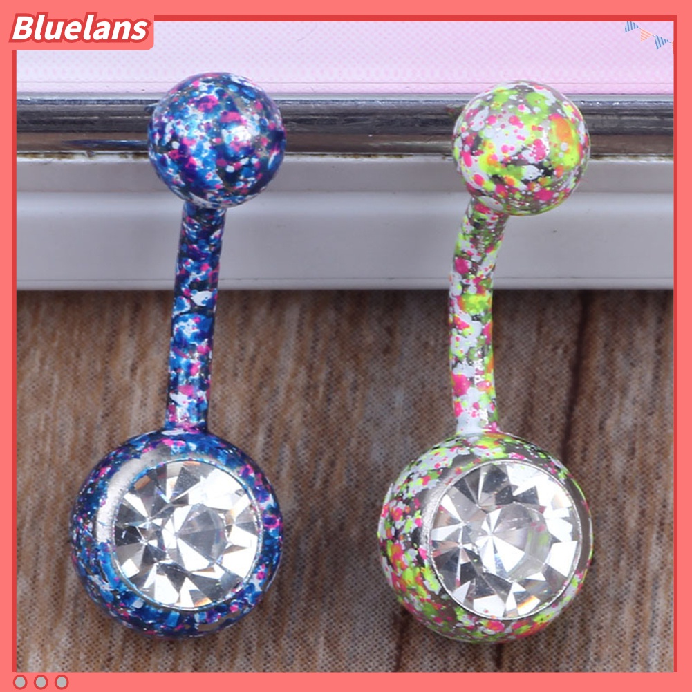 Cincin Tindik Tubuh Bentuk Bola Barbel Bahan Cubic Zirconia Warna-Warni Untuk Wanita