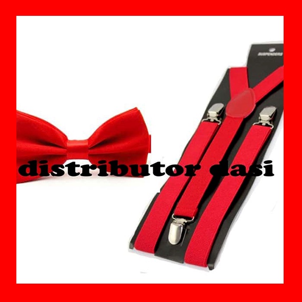 suspender bretel capit 3 set dasi kupu kupu merah distributor dasi
