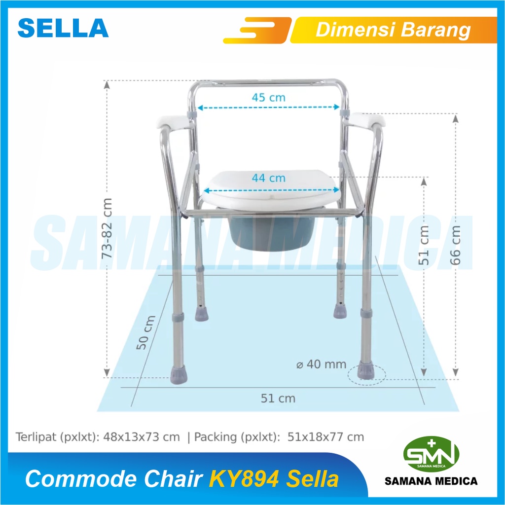 Commode chair SELLA KY894 Kursi BAB Tanpa Roda SELLA Promo Murah TANPA RODA