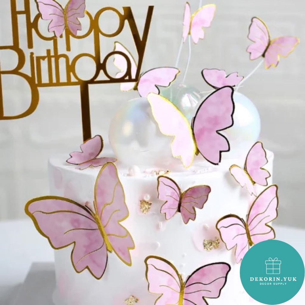 CAKE TOPPER KUPU KUPU KERTAS / Tusukan Kue Ulang Tahun / Dekorasi Kue Ulang Tahun / Aksesories Kue/ 