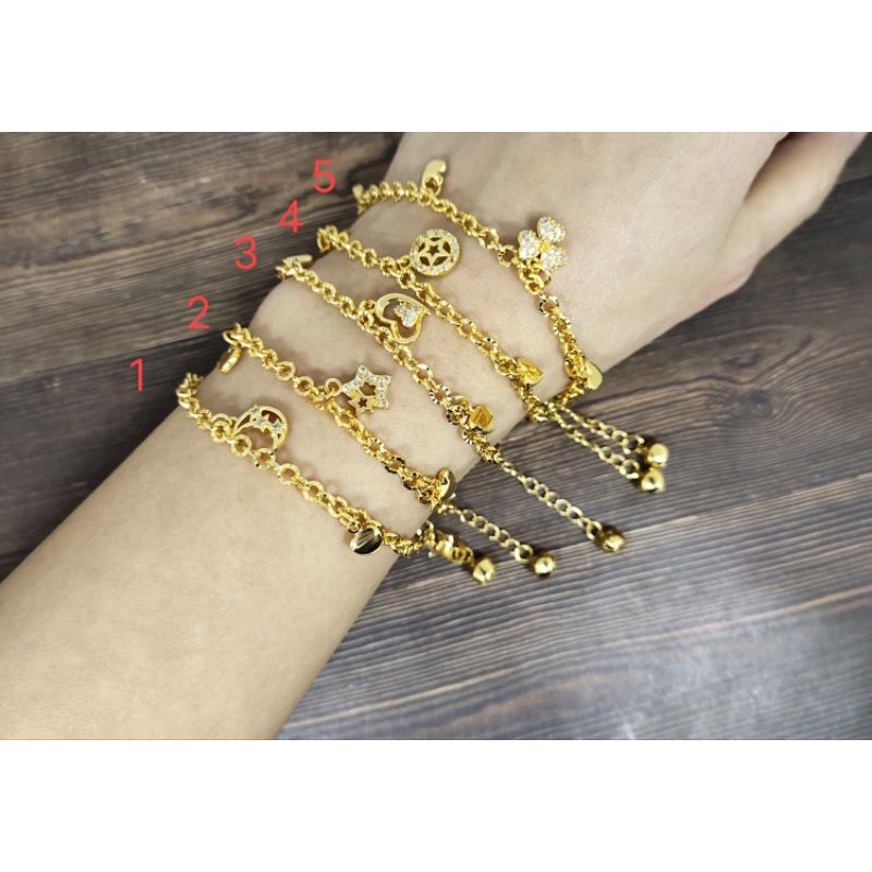 Fifi Fashion Gelang Fashion Nori Ukir CantiQ Model Perhiasan Lapis Emas 18K