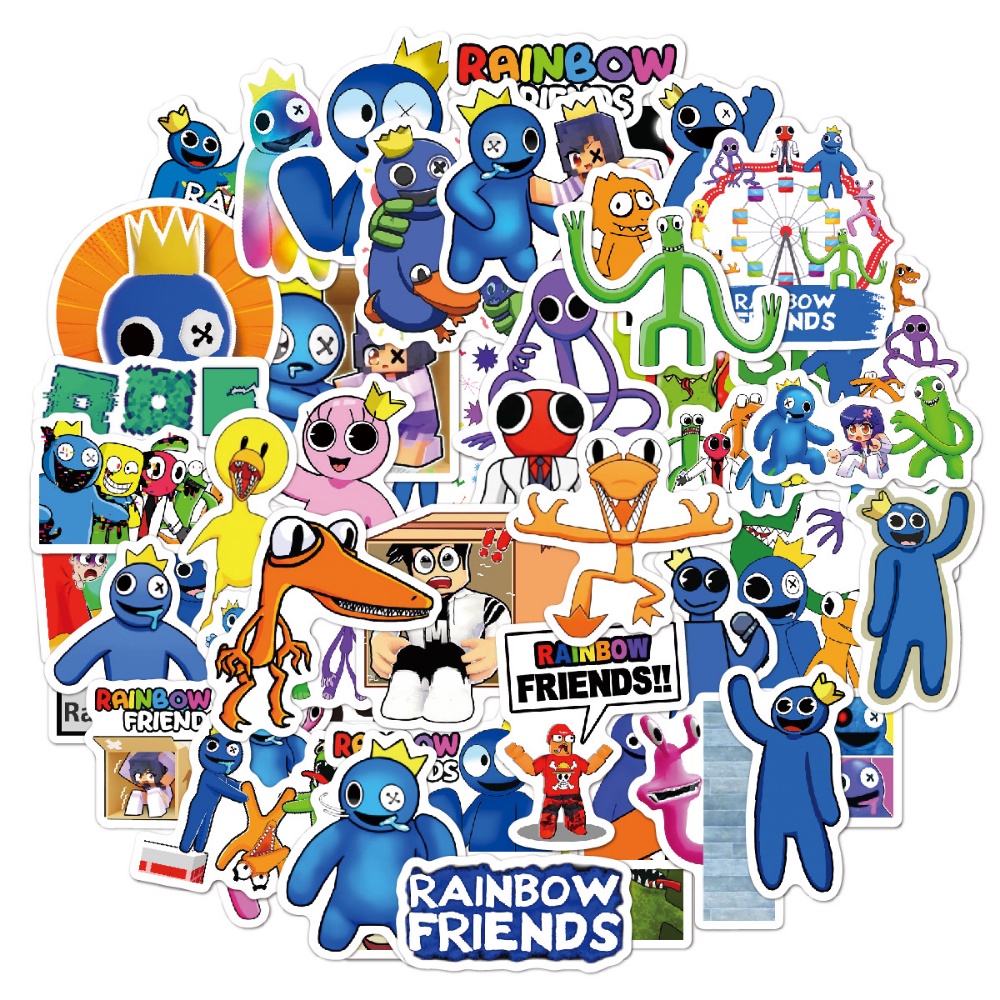 50 / 60Pcs Stiker Motif Game Rainbow Friends Tahan Air Untuk Mobil / Laptop / Handphone