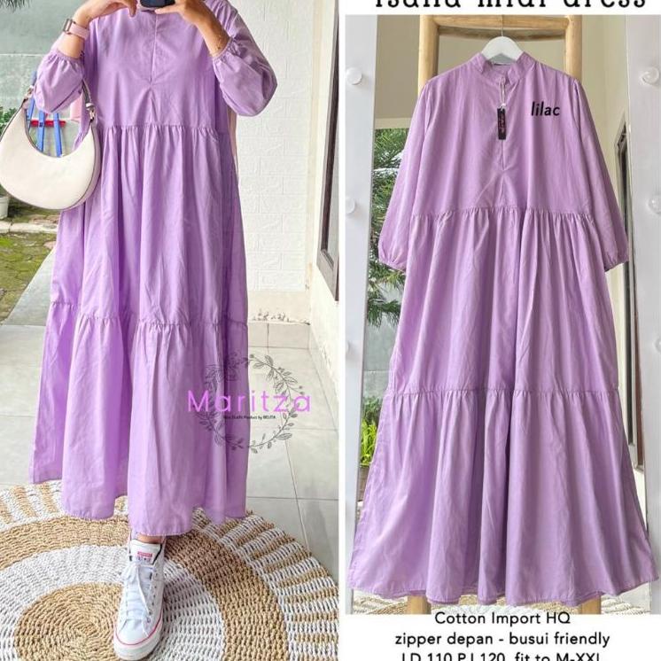 UY.18Oc22ᴸ ▫ [PREMIUM MIDI DRESS] OOTD TIKT0K TSANA LONG TUNIK NANGGUNG KATUN POLOS SUSUN 3 MARITZA