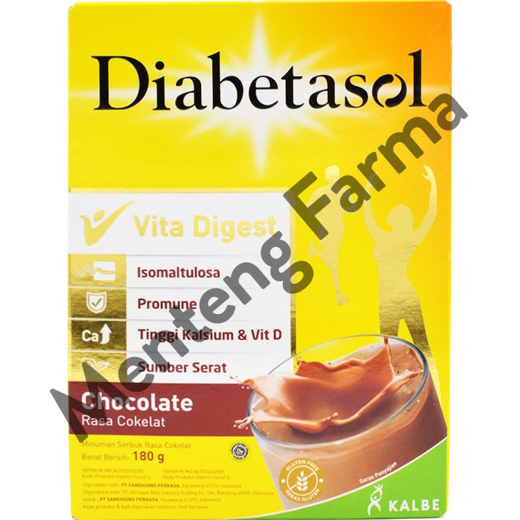 Diabetasol Cokelat 180 Gram - Susu Penambah Nutrisi Khusus Diabetes