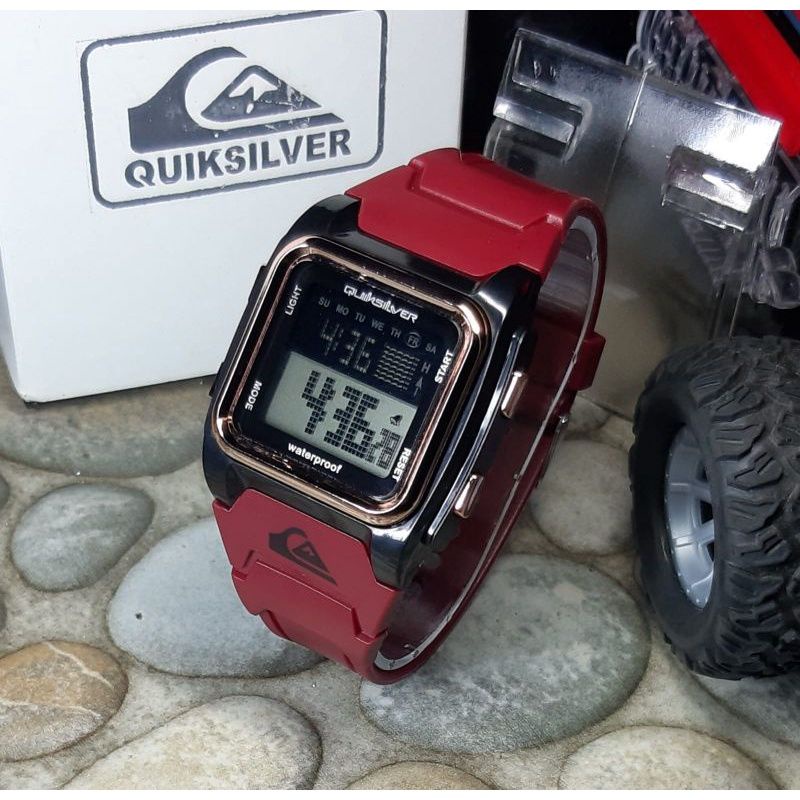 JAM TANGAN PRIA DIGITAL QUICK SILVER KOTAK STRAP RUBBER