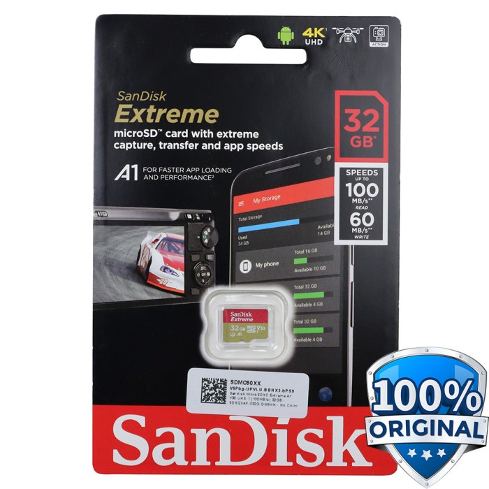 

MICROSD SANDISK EXTREME A1 - 32GB (100MB/S) SDSQXAF