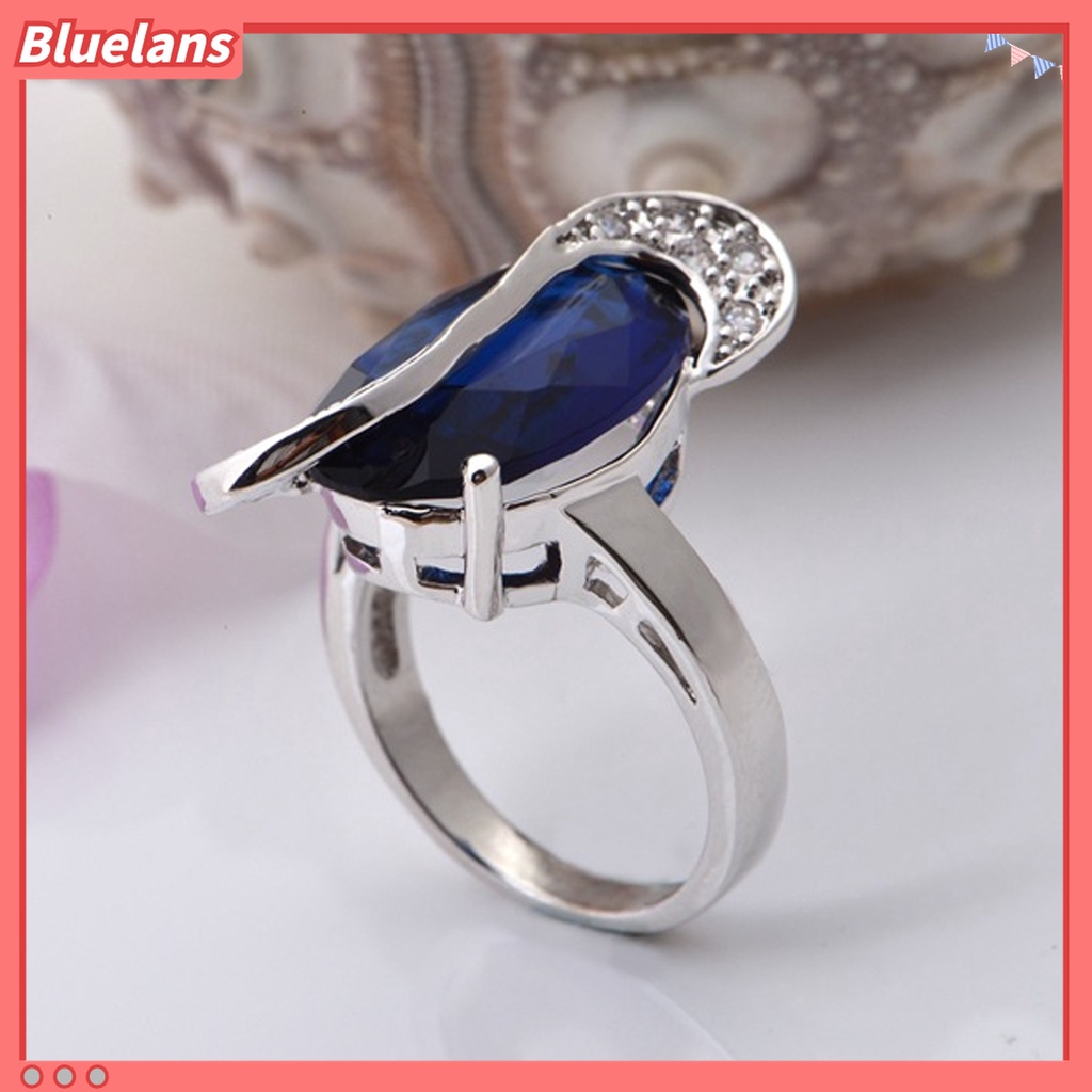 1 Set Kalung Anting Cincin Geometris Berlian Imitasi Sparkling Plated Untuk Wanita