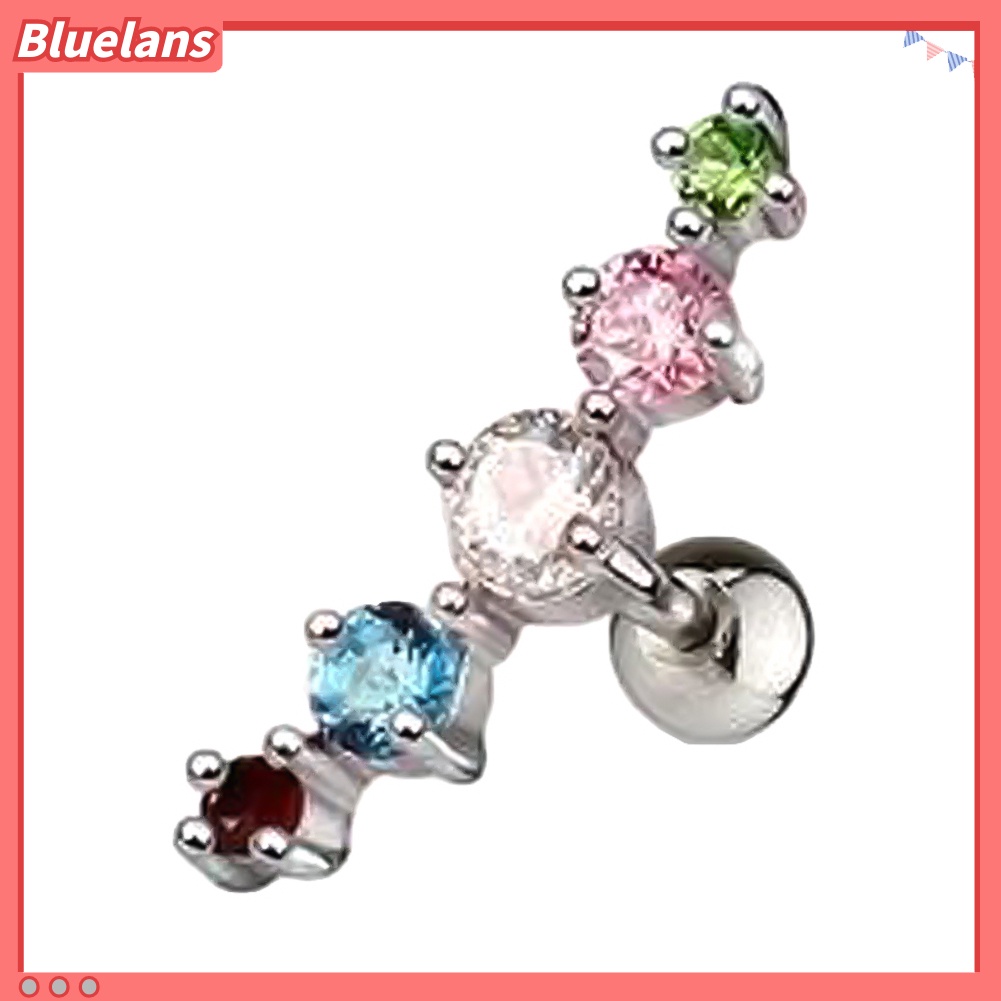 Bluelans 1Pc Lady Rhinestone Inlaid Arc Shape Ear Stud Earring Cartilage Piercing Jewelry