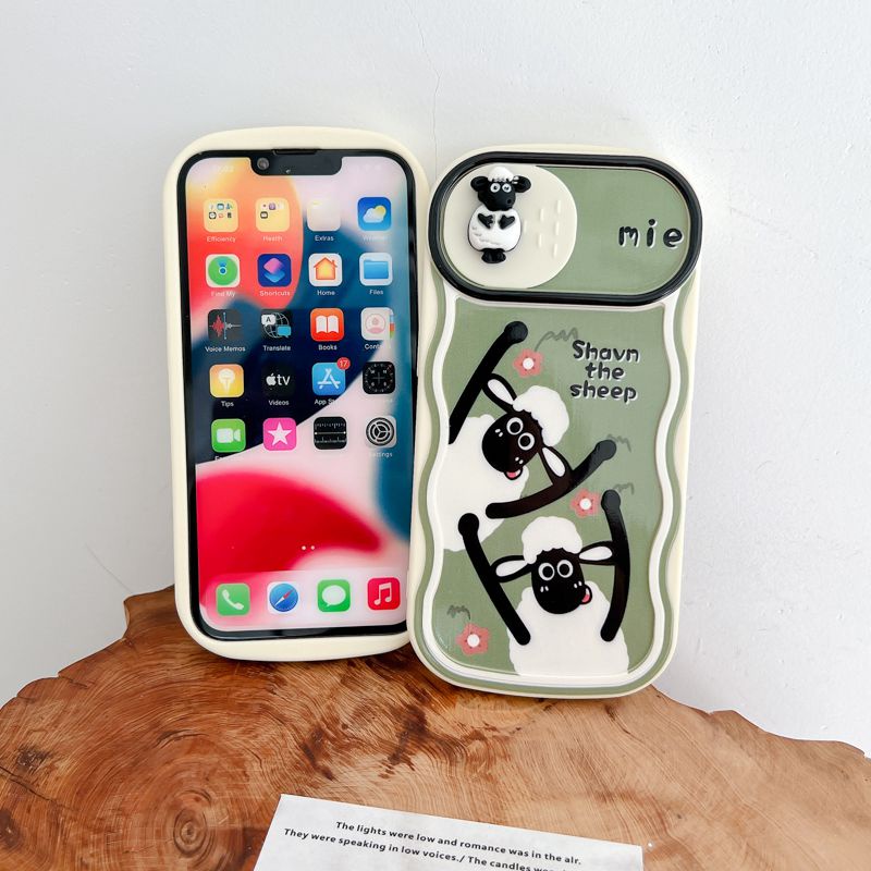 Casing Lembut Terbaru yang Dapat Ditekan untuk IPhone 11 12 13 14 Pro Max 14 Plus Casing Penutup Ponsel Shaun Hadiah Domba Wanita Hadiah cassing hp