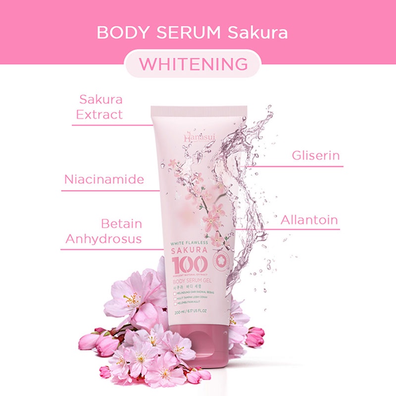 HANASUI (️BPOM) Body Serum Gel 200mL | Aloe Vera Vit C Sakura gel tubuh