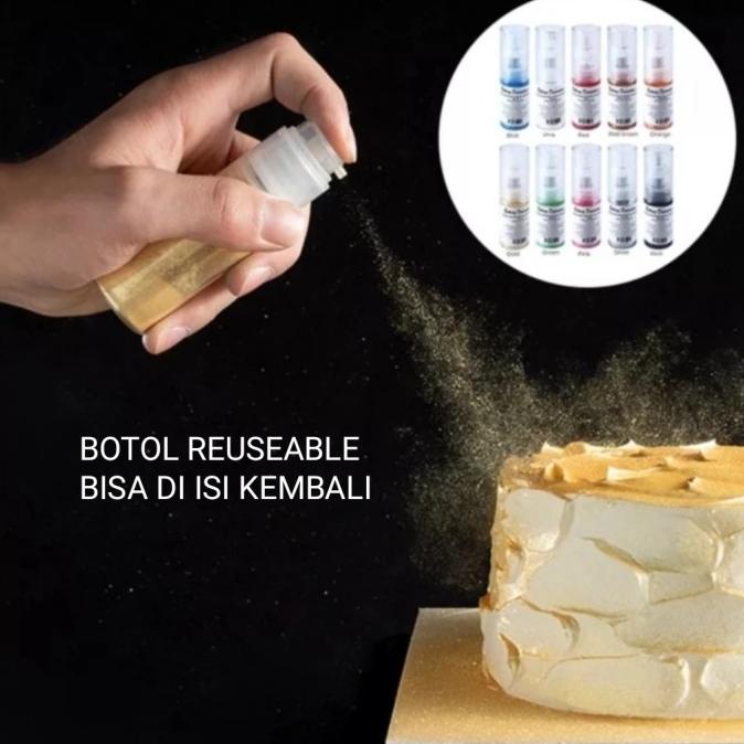 

Lustre Dust Spray Pewarna Glitter Kue Edible Food Grade Tanpa Alcohol