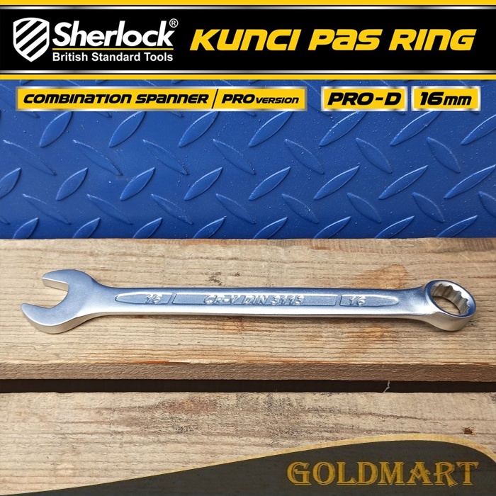 Kunci Pas Ring (Pro-D Series) uk. 16 mm Original Sherlock (1 Pcs)