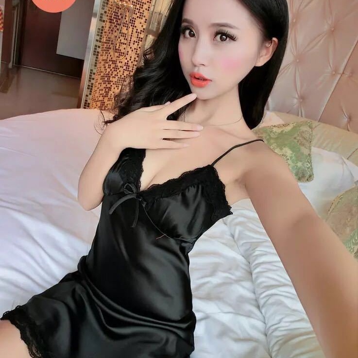 Miss H ~ 188 Pakaian Wanita Gaun Malam Dress Lingerie Wanita Bahan Licin Dingin Baju Tidur Tanpa Lengan