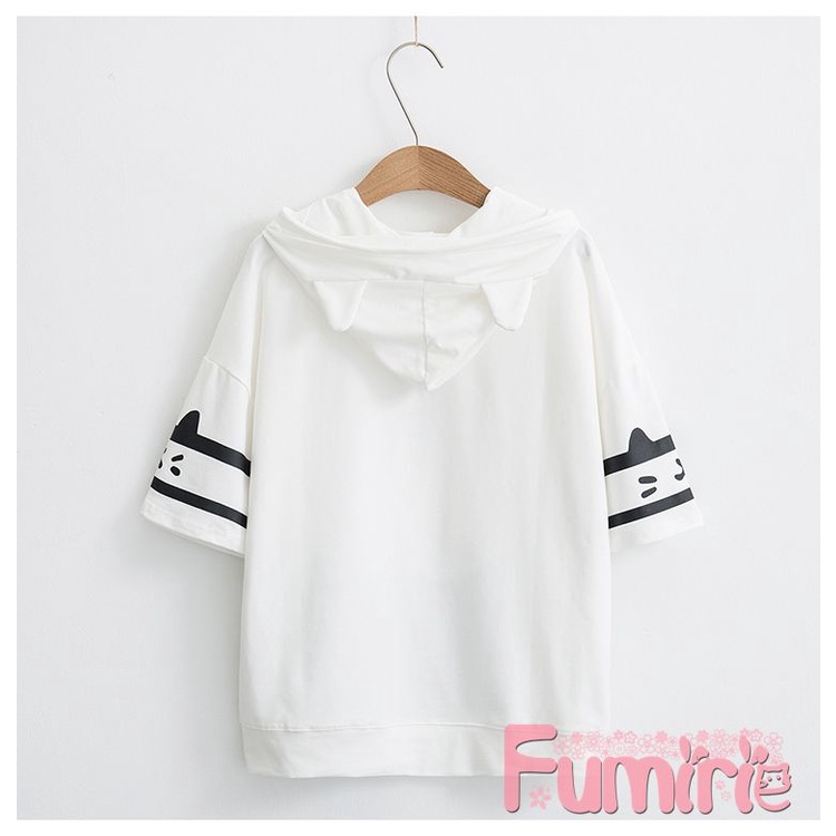 【Fumirie】Ready Kaos Hoodie Jepang Korea Unik Lucu Kucing Kelinci Sailor Seifuku Kawaii Kaos Couple Unisex Kaos Tshirt Kekinian