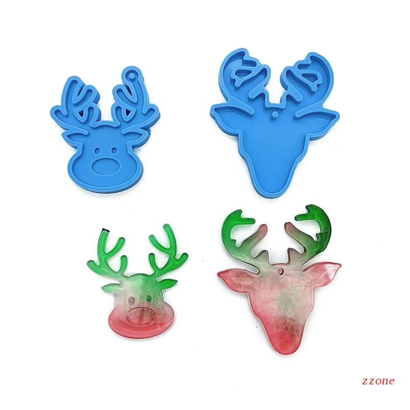 2 Pcs Cetakan Resin Epoksi Bentuk Rusa Natal Bahan Silikon Untuk Dekorasi Dinding