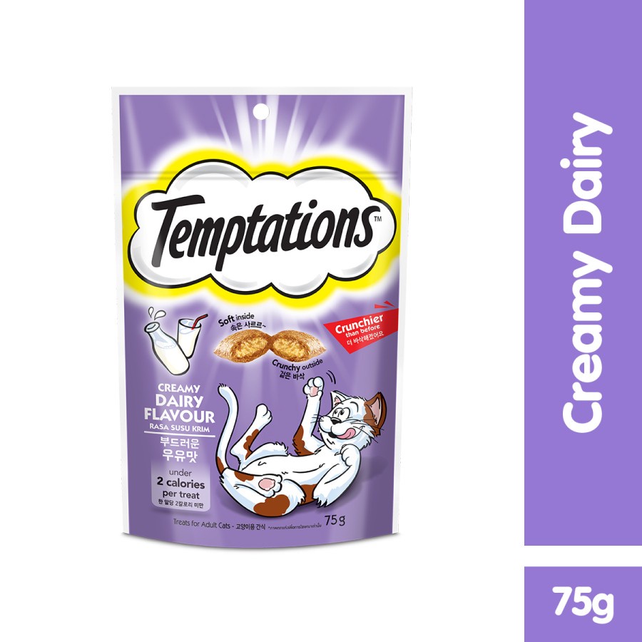 Temptations Creamy Dairy 75g Susu Cemilan Kucing Snack Makanan Camilan