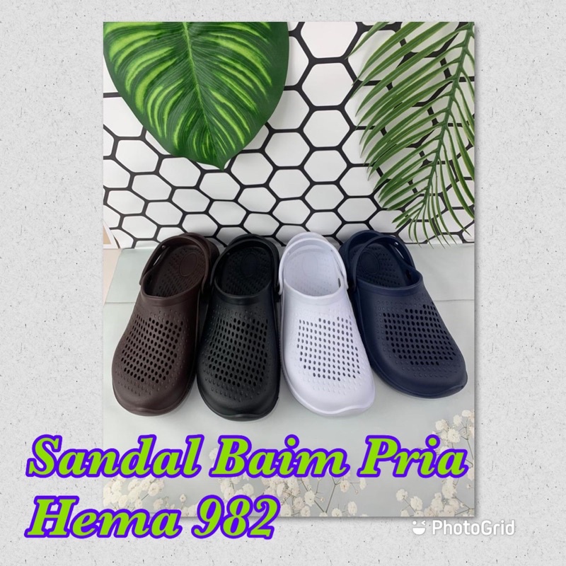 Sandal Titik/Sandal Baim, Sendal Kodok Hema, Sandal Medis Dokter Suster, Sandal Umroh Haji, Sandal Chef, Sandal Rumah Anti Slip Model Crocs 982 Promo Sen