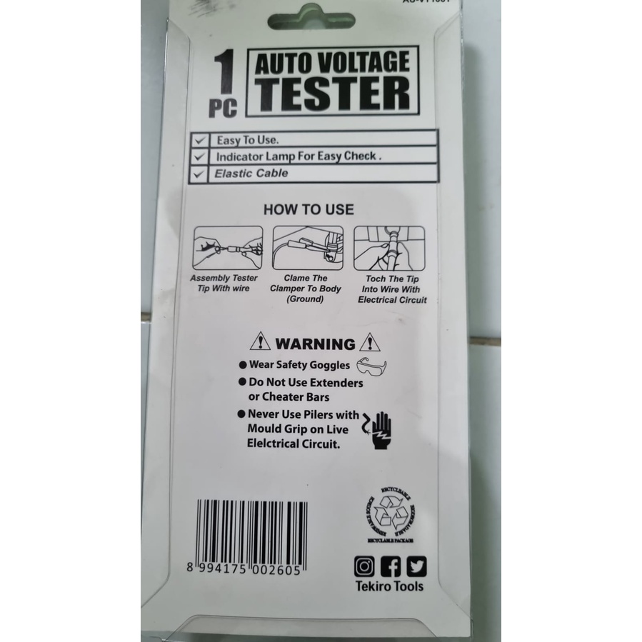 OBENG TESPEN OTOMATIS (AUTO VOLTAGE TESTER) TEKIRO / TEKIRO Auto Voltage Tester / Tespen dc TEKIRO / Alat Tespen Check Voltase Kendaraan Mobil Motor