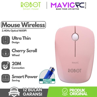 Mouse Wireless Robot M220  2.4G Optical Mouse Gaming 1600DPI Pink - Garansi Resmi 1 Tahun