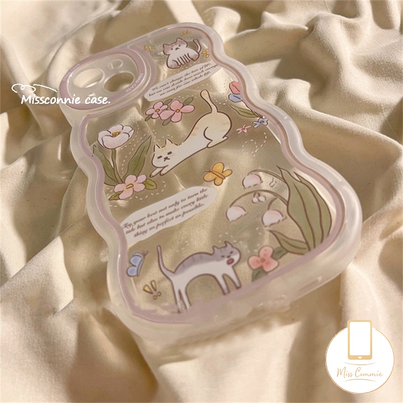 Wavy Edge Cute Cat Flower Case Realme 10c55 C53 C33 C30 9 Pro+8i 8c15 C12 C25Y C35 8Pro 7 7i 6i 9i C11 C21Y C25 C20 C17 C20A C25s C3 5 5s Transparan Kartun Puppy Lembut Sarung