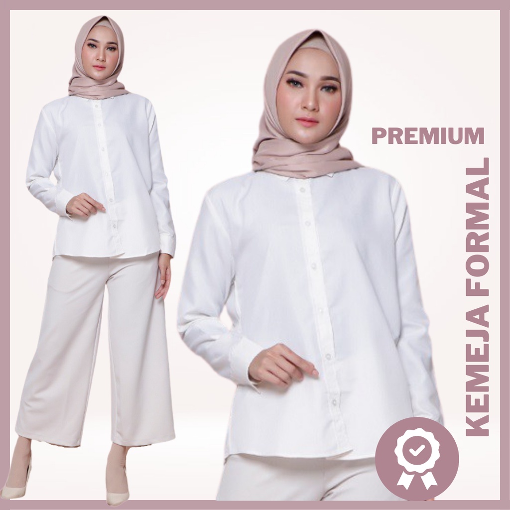 Kemeja Wanita Lengan Panjang Kekinian - Baju Atasan Wanita Terbaru Femiine Premium - Baju Kemeja Put