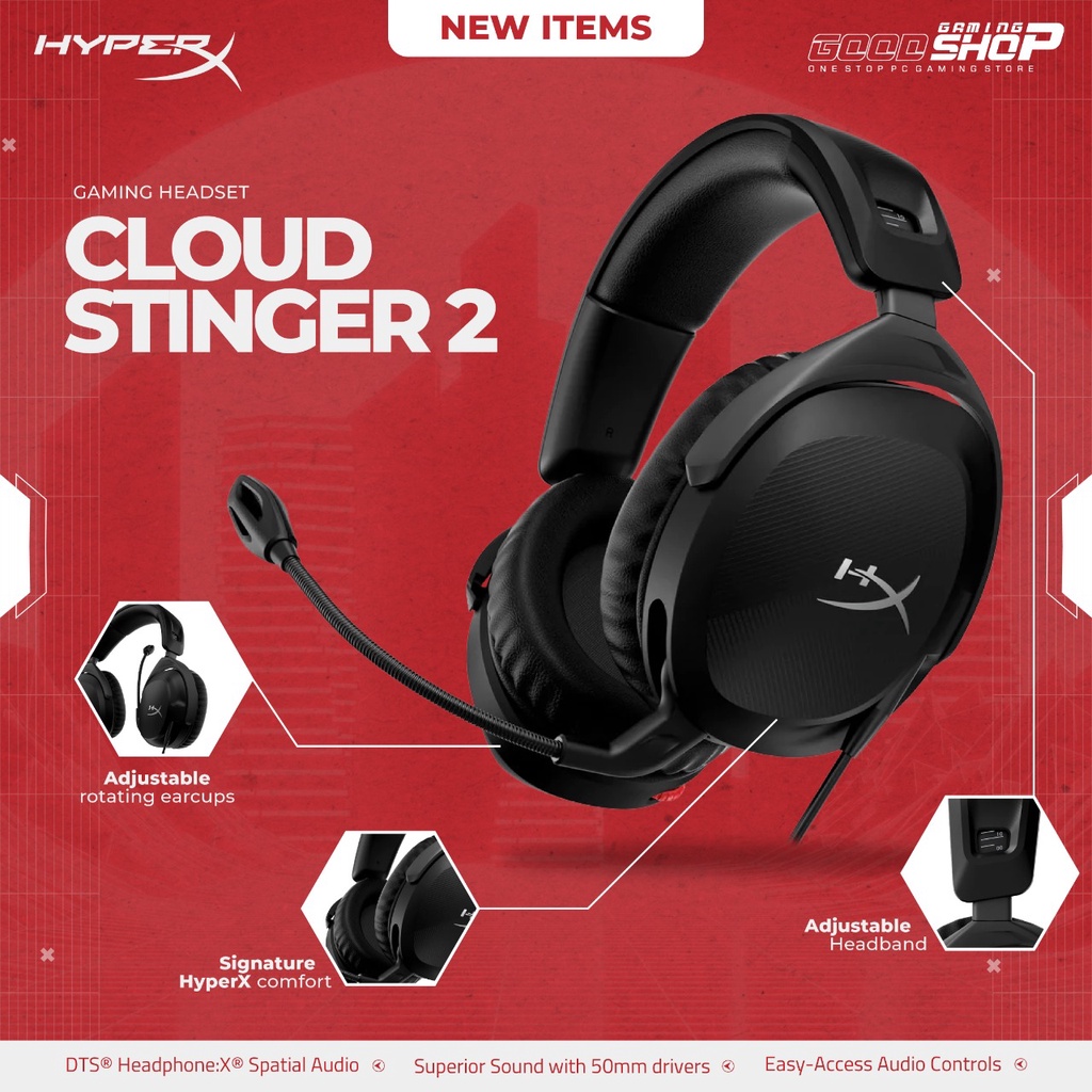 HyperX Cloud Stinger 2 Wired (Black) - Gaming Headset