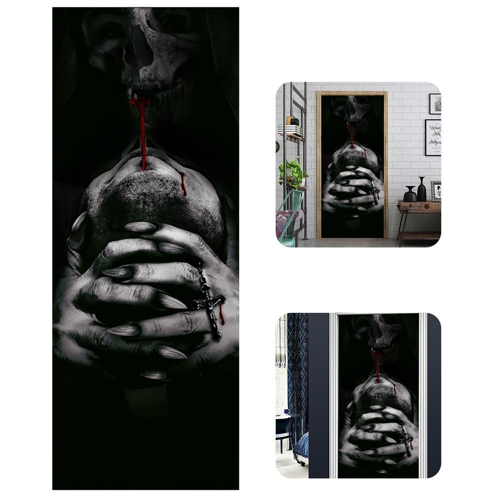 Stiker Pintu 3D Bahan PVC Anti Air Untuk Dekorasi Pesta Halloween (house2020)