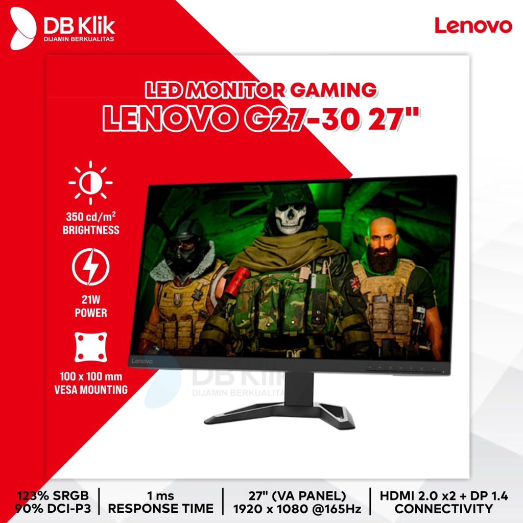 LED Monitor Gaming LENOVO G27-30 27&quot; 165Hz FHD HDMI DP (66E7GAC2WW)