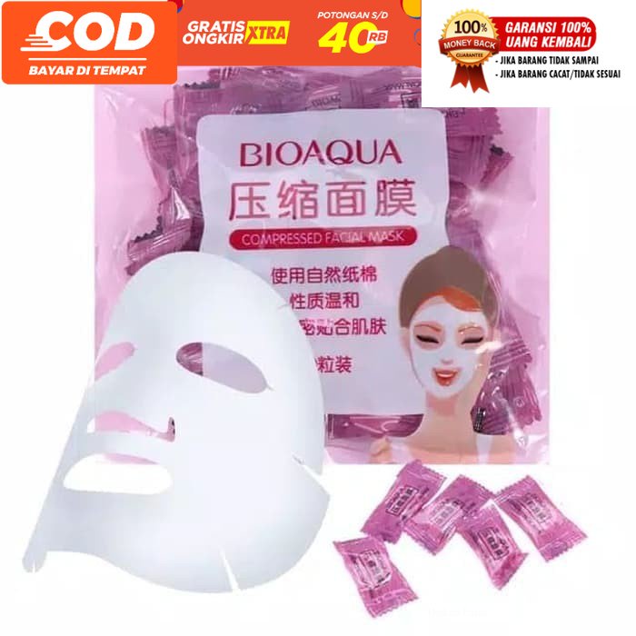 MASKER KERTAS BIOAQUA COMPRESSED MASK KERTAS MASKER SHEET MASK TABLET MASKER WAJAH COD ready Makassa