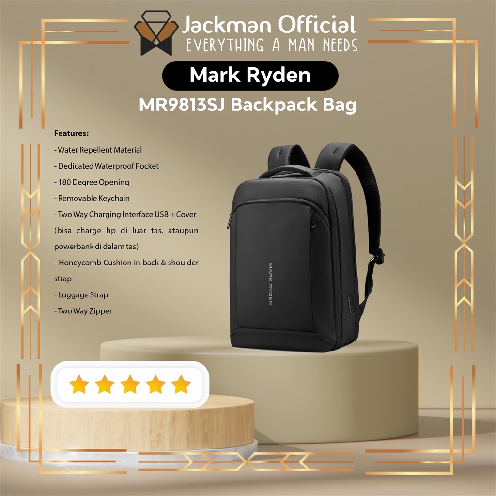 MARK RYDEN MR9813 Backpack Slim Bag Tas Ransel Laptop Tipis 15.6 Inch