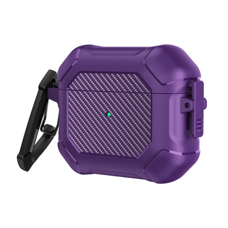 Bt Untuk Airpods-Pro2 Case, Carbon Fiber Secure Lock Clip Full Body Shockproof Cover