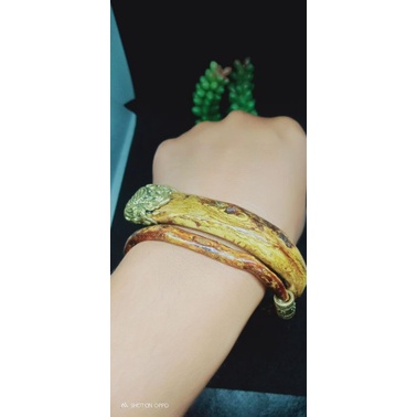 gelang akar bahar brahma batik kombinasi alpaka/akar bahar brahma monel